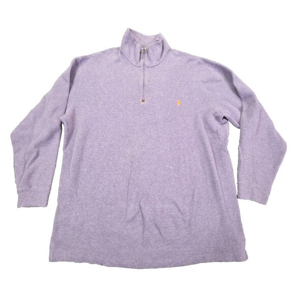 Vintage Polo Ralph Lauren Purple 1/4 Zip Pullover Sweater Large Preppy Pony 2XLT - Picture 1 of 9